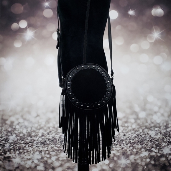 NWT Nine West Tassel Times Black Silver Crossbody - Picture 12 of 16